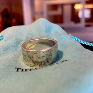Tiffany & Co Notes wide band script startling silver ring